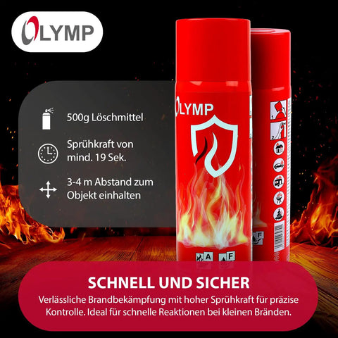 Universal Foam Fire Extinguisher Spray 500ml Compact Cylinder shows red canister with fire safety symbols for users.