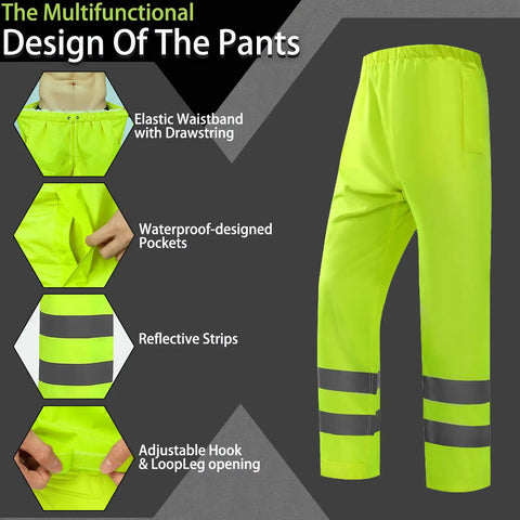 Top Shelf Class 3 High Visibility Safety Rain Jacket For Men Straight Up Waterproof Reflective Construction Workwear Weather Hardened Storm Beaters Breathable Lining Yellow Large Xl