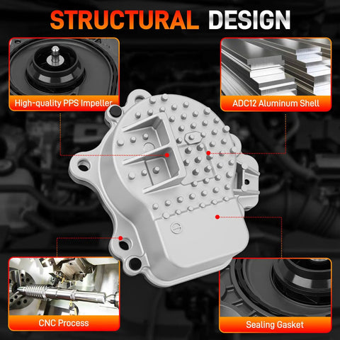 Structural design of solid electric engine water pump assembly with gasket for 2010-2015 Toyota Prius and Lexus Ct200h.