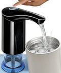 Redsack Rechargeable Water Dispenser Pump for 5 Gallon Bottle, pouring water into cup, black electric USB-C pump