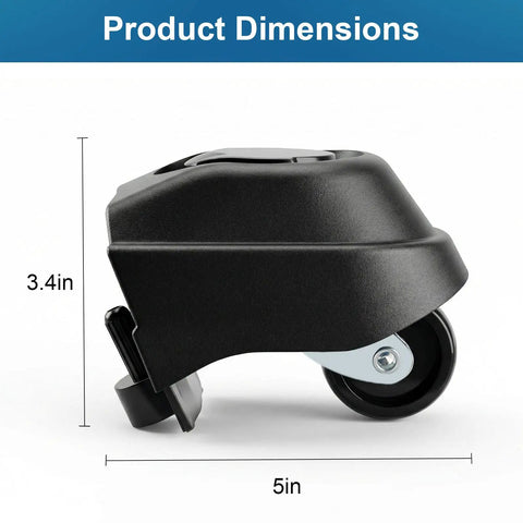 Side view of Fast Fix Replacement Foot Casters And Swivel Caster Wheels for Ridgid Shop Vacuums, 5in x 3.4in dimensions.