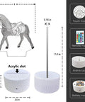 Horse Night Light for Kids Room With 16 Color Change Remote and Smart Touch, acrylic panel dimensions and base view