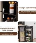 Mini Fridge Cabinet With Storage And Power Outlet Coffee Bar Cabinet With Space For A Mini Fridge And Microwave Shelf Liquor And Wine Bar Storage Go To Beverage Station For Kitchen Dorm Or Living Room showing storage compartments and shelves with bottles.