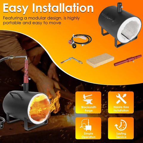 Portable Gas Forge For Blacksmiths With Single Burner Open Oval Hearth For Knife And Tool Making DIY Friendly Farrier Forge Tools