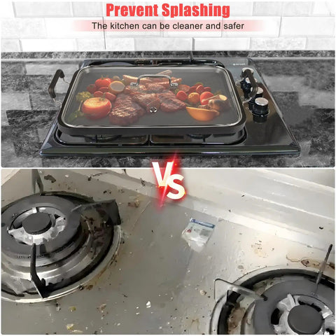 Double Burner Griddle Pan With Glass Lid For Gas And Electric Stovetops comparison with messy stovetop