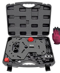 Double Clutch DPS6 Transmission Installer and Remover Tool Kit for Volvo and Ford Focus in open black case with gloves