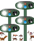 Solar Powered Ultrasonic Pest Deterrent For Your Yard And Garden, Motion Sensor Outdoor Light That Fends Off Raccoons, Squirrels, Rabbits, Cats, Dogs And Skunks, IP65 Weatherproof Animal Repeller, green 4-pack