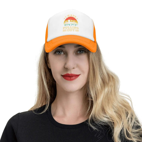 Hilarious I Hate Pulling Out Camper Hat For RV And Camping Trips Mesh Trucker Cap Black Unisex Baseball Style Dad Hat