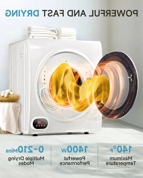Compact 2 In 1 Washer And Dryer Combo With Instant Quick Wash and Bulky Bedding Capacity displaying laundry drying performance.