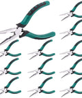 12 Piece 6 Inch Spring Needle Nose Pliers Set With Heavy Duty Steel, Insulated Nonslip Rubber Handles, Side Cutting Wire Cutter