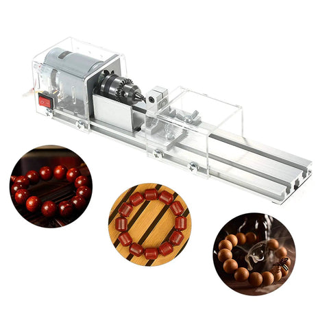 No Sweat Compact Miniature Lathe And Bead Polishing Machine With Powerful 100W Motor For Wood Carving Engraving Milling Home Diy Crafting Transparent Body Small Cnc Router Tool with jewelry beads and wooden materials