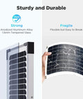 Comparison of sturdy solar panel with glass frame and fragile flexible panel, from Two Pack 15W Solar Battery Maintainer With Smart Controller kit.