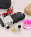 One Eighth Inch Pneumatic Valve 12V DC 3 Way 2 Position Electric Air Solenoid Valve With Manual Control components displayed