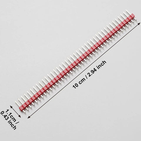 Red segment of 36 Piece Breakable Pin Header Kit 2.54mm Pitch Single Row Male Headers Multi Color Set for PCB Breadboard