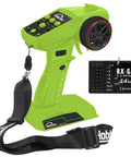 4CH 2.4G RC Transmitter With Receiver And Lanyard Anti Jamming Remote Controller For RC Car Crawler Boat Green And Black