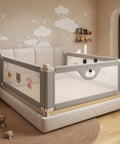 Heightened Bed Guard Rail For Toddlers And Kids on bed with cute designs, fits twin full queen king mattress sizes, soft cover