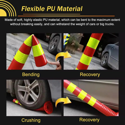 Badass Flexible Parking Barrier Poles And Commercial Traffic Delineator Posts Built Like A Tank With Rugged PU Construction For Street Safety Night Guide Markers