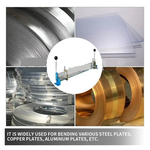 Heavy Duty Hot Air Acrylic Bender And Industrial Metal Forming Brake Featuring Adjustable Heat Settings with steel, aluminum, and copper sheets.