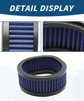 Close-up of 12-579 High Flow Motorcycle Air Cleaner Washable Teardrop Filter for Harley S&S carburetors with blue mesh