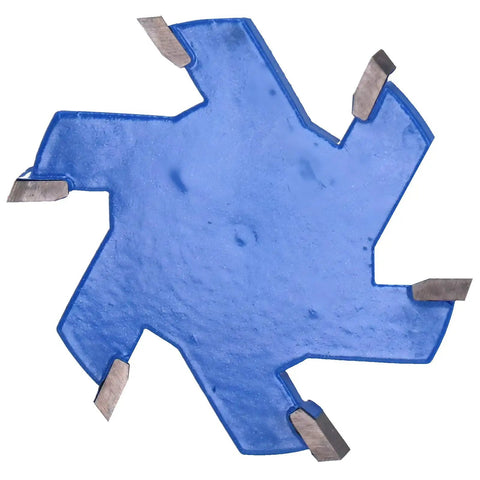 Solid Yg8 Alloy 6-Flute Router Bit With Tough Carbide Tip For Clean T Slot Wood Routing And Smooth Milling On Hardwood Projects, top view.