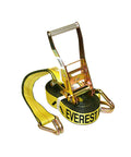 Premium Ratchet Tie Down Strap With Aluminum Handle And Double J Hook, 2 Inch By 30 Foot, 3333 Lbs Working Load rolled up.