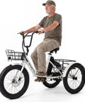 20 Inch Fat Tire Electric Tricycle For Adults With Folding 3 Wheels, 750W Peak Motor, 15.5 MPH, 95 Percent Pre Assembled, Easy Setup With Bracket, Durable Battery, Smooth Ride, All Terrain E Trike For Fun And Commute, side view