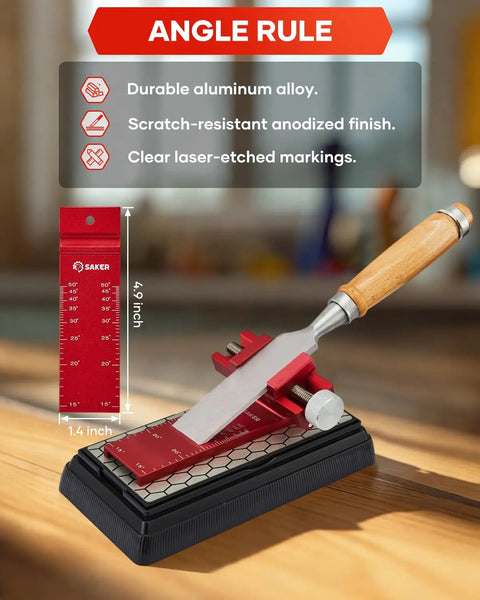 Heavy Duty Chisel Sharpening Jig And Wood Honing Guide With Adjustable Angles For Short Plane Blades on a stable base.