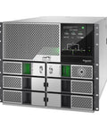 Next Level Rackmount Ups With 5Kw Base Scaling To 20Kw For N Plus Redundant Backup, showing a modular 9U rack mount UPS with touchscreen interface.