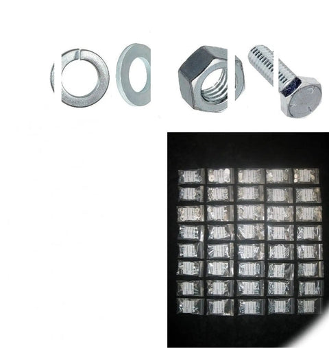 All In One Bolt And Nut And Washer Set With 1/4-20 5/16-18 3/8-16 7/16-14 1/2-13 Hardware Fastener Kit Includes Nuts And Washers displayed