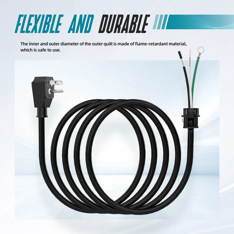 Plug In Ready Range Hood Power Cord Kit for Easy Hardwire-To-Plug Conversion, showing coiled black cable and connectors.