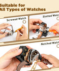 Hands using All In One Watch Repair Tool Kit With Press Tool And Link Removal Set for various watch repair tasks.
