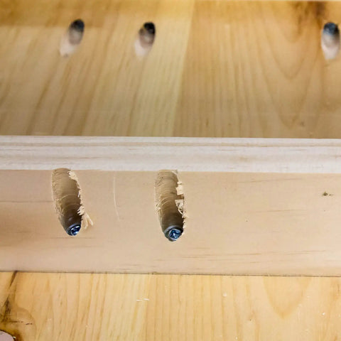 Wood board showing Eight By One Inch Pocket Hole Screws, Self Tapping Square Drive Zinc Plated For Woodworking, 0.63 Inch Thread