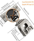 8 Pack Overlay Soft Close Cabinet Hinges For Face Frame Cabinets With 3D Hydraulic Soft Close Concealed Kitchen Door Hinges Screws Included One And A Quarter Inch Adjustable Quiet Smooth Close For Cabinets, hinge measurements shown