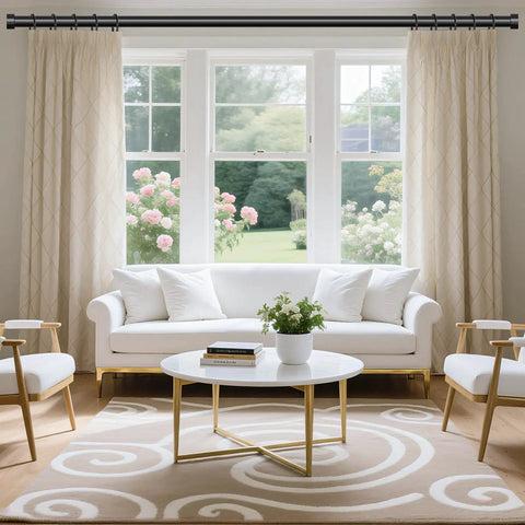 Heavy Duty 1 Inch Curtain Rod Set Adjustable From 36 To 88 Inches Black End Cap Drapery Rod With Modern Design Supports Up To 30 Pounds
