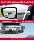 Wide Angle Frameless Blind Spot Mirrors for SUV Truck and RV with 360 Degree Rotating Convex Mirrors showing multi-scenario applications