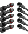 M12 2 Pin Waterproof Connector Set Heavy Duty For LED Strip Lights 22 AWG 5 Pairs With 25 Cm Extension Cables IP65 Male Female