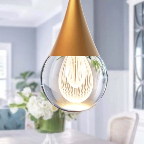 Crystal Teardrop Pendant Light 2 Pack Gold Brushed Brass Finish Glass Globe Hanging Lamps For Kitchen Island Dining Room Bar Sleek Modern Pendant Lighting That Elevates Your Vibe.