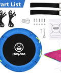 48 Inch Saucer Swing For Backyard Fun The Whole Family Can Ride Together 900 Lbs Capacity With Adjustable Hanging Straps Blue Kit Contents