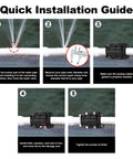 Black 3/4-inch pipe repair clamp for plastic and metal pipes (20mm OD), shown with a five-step installation guide.