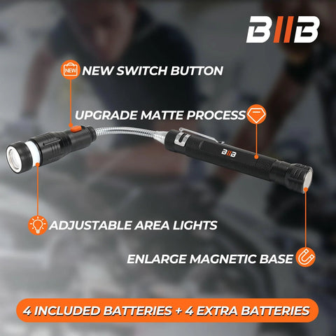LED magnetic pickup tool with switch, lights, and matte process