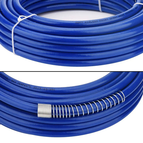 Coiled 50 Foot Upgraded Airless Paint Hose For Graco Sprayers With Reinforced Brass Wire Braid And 4300 PSI Heavy Duty