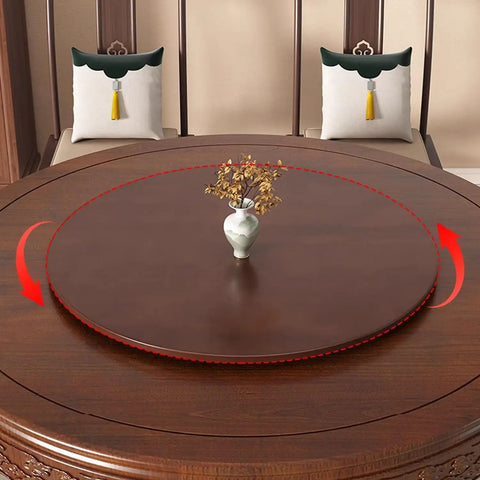 Solid Wood Lazy Susan Turntable Spinning Smooth As Butter Easy Rotate Serving Tray on round dining table