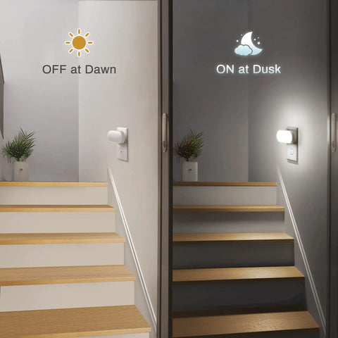 Led Night Light Easy Plug In Wall 2 Pack With Dusk To Dawn Sensor Dimmable 0 To 100 Lumens 5000K Soft White For Bathroom Hallway Bedroom Kids Room Stairway Night Time Safety