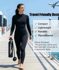 Woman holding 1L Mini Scuba Tank Portable Pony Bottle With Built In Regulator Aviation Grade Aluminum Dive Tank DOT Certified 3000 PSI