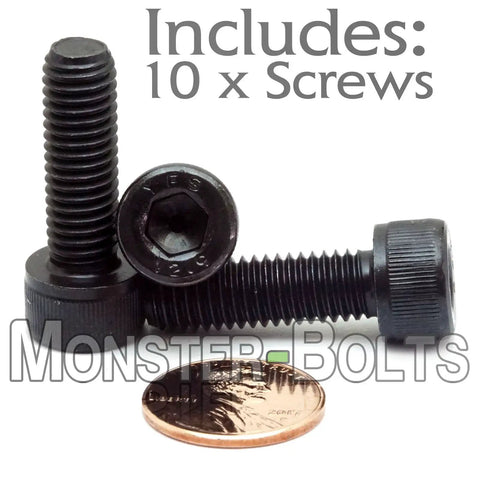 M8 X 25mm Class 12.9 Socket Head Cap Screws Pack Of 10 Heavy Duty Alloy Steel Bolts With Black Oxide Finish and Hex Allen Key Drive.
