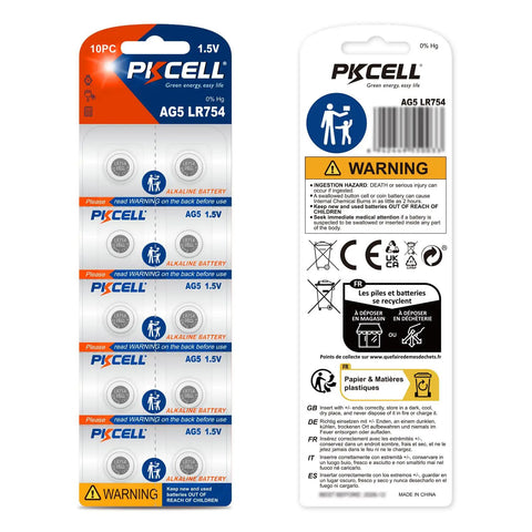 20 Pack Lr754 Ag5 Button Cell Batteries 1.5v Alkaline Power For Watches And Calculators, packaged 10 per card.