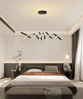 Modern LED Chandelier Pendant Lights With Dimmable Remote Control, 38W Aluminum Two-Head Pendant Fixture in bedroom setting