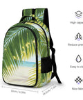 Sunlit Seaside Botanical Print Unisex Backpack Large Capacity Durable Polyester Daypack With Breathable Fabric Easy to Clean Smooth Zipper