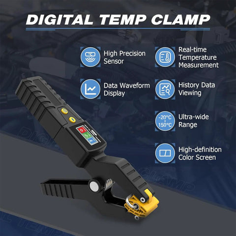 HVAC Digital Thermometer With Real Time Temp Clamp For Heating And Cooling Systems, Pro Grade High Precision Sensor Delivers Real Time Temperature Readouts, Data Waveform Display, Measurement Range -20C To 150C (-4F To 302F), LM55 Compatible.