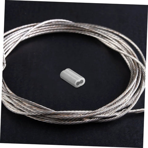 Kick Ass Heavy Duty Aluminum Cable Sleeves, Eight Shaped Snare Wire Ferrules For USB C Charger Ends And Phone Cords, lightweight aluminum ferrule beside wire.